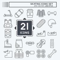 Icon Set Skating. related to Sport symbol. line style. simple design illustration vector