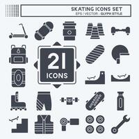 Icon Set Skating. related to Sport symbol. glyph style. simple design illustration vector