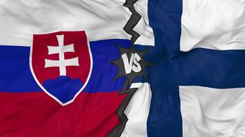 Finland vs Slovakia Flags Together Seamless Looping Background, Looped Bump Texture Cloth Waving Slow Motion, 3D Rendering video