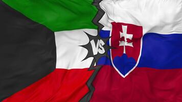 Kuwait vs Slovakia Flags Together Seamless Looping Background, Looped Bump Texture Cloth Waving Slow Motion, 3D Rendering video