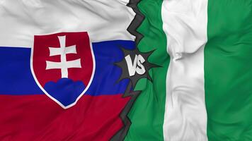 Nigeria vs Slovakia Flags Together Seamless Looping Background, Looped Bump Texture Cloth Waving Slow Motion, 3D Rendering video