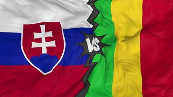 Mali vs Slovakia Flags Together Seamless Looping Background, Looped Bump Texture Cloth Waving Slow Motion, 3D Rendering video