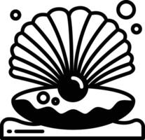 Oyster glyph and line vector illustration