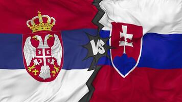 Serbia vs Slovakia Flags Together Seamless Looping Background, Looped Bump Texture Cloth Waving Slow Motion, 3D Rendering video