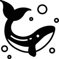 Whale glyph and line vector illustration