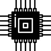 cpu chip glyph and line vector illustration