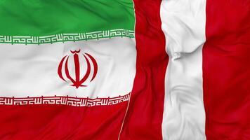 Iran vs Peru Flags Together Seamless Looping Background, Looped Bump Texture Cloth Waving Slow Motion, 3D Rendering video