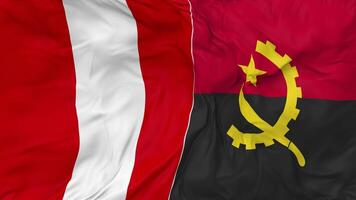 Angola vs Peru Flags Together Seamless Looping Background, Looped Bump Texture Cloth Waving Slow Motion, 3D Rendering video