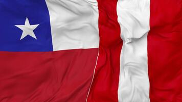 Chile vs Peru Flags Together Seamless Looping Background, Looped Bump Texture Cloth Waving Slow Motion, 3D Rendering video