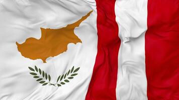 Cyprus vs Peru Flags Together Seamless Looping Background, Looped Bump Texture Cloth Waving Slow Motion, 3D Rendering video