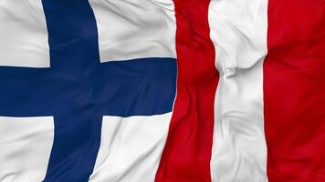 Finland vs Peru Flags Together Seamless Looping Background, Looped Bump Texture Cloth Waving Slow Motion, 3D Rendering video