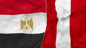 Egypt vs Peru Flags Together Seamless Looping Background, Looped Bump Texture Cloth Waving Slow Motion, 3D Rendering video