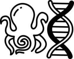 octopus glyph and line vector illustration