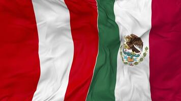 Mexico vs Peru Flags Together Seamless Looping Background, Looped Bump Texture Cloth Waving Slow Motion, 3D Rendering video