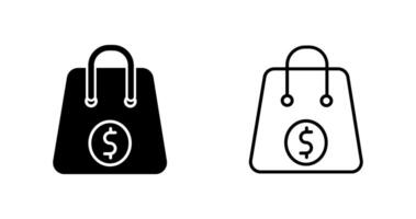 artículos en un icono de vector de bolsa