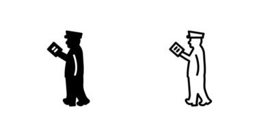 Guard Checking Passport Vector Icon