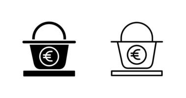 icono de vector de cesta de euro