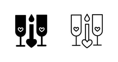 icono de vector romántico de dos vasos