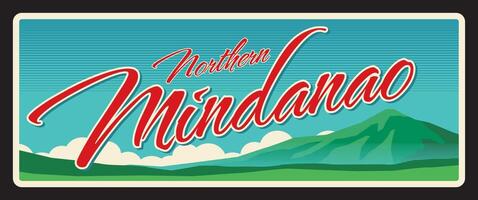 Northern Mindanao, retro travel plate vector