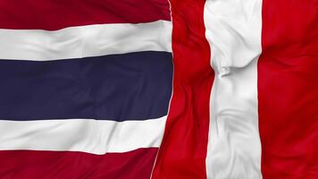 Thailand vs Peru Flags Together Seamless Looping Background, Looped Bump Texture Cloth Waving Slow Motion, 3D Rendering video