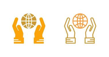 Globe Hand Vector Icon