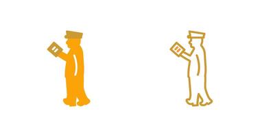 Guard Checking Passport Vector Icon