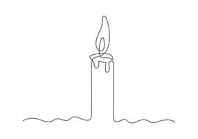 Candle in one continuous line drawing vector illustration