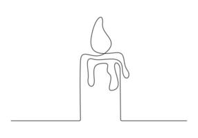 Candle in one continuous line drawing vector illustration