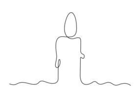 Candle in one continuous line drawing vector illustration