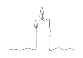 Candle in one continuous line drawing vector illustration