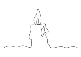 Candle in one continuous line drawing vector illustration