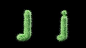 3D animation of a uppercase and lowercase grassy letter J. Sign in the style of field grass. The file contains an Alpha Channel. ProRes4 RGBA video