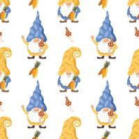 Cute gnomes in autumn. Seamless pattern. Vector illustration