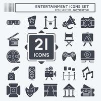 Icon Set Entertainment. related to Hobby symbol. glyph style. simple design illustration vector