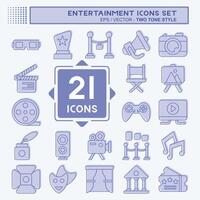 Icon Set Entertainment. related to Hobby symbol. two tone style. simple design illustration vector