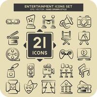 Icon Set Entertainment. related to Hobby symbol. hand drawn style. simple design illustration vector