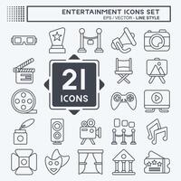 Icon Set Entertainment. related to Hobby symbol. line style. simple design illustration vector