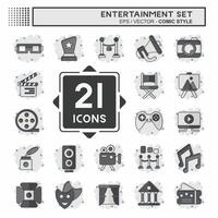 Icon Set Entertainment. related to Hobby symbol. comic style. simple design illustration vector