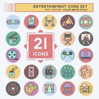 Icon Set Entertainment. related to Hobby symbol. color mate style. simple design illustration vector