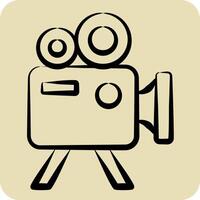 Icon Movie Camera. related to Entertainment symbol. hand drawn style. simple design illustration vector