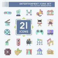 Icon Set Entertainment. related to Hobby symbol. doodle style. simple design illustration vector