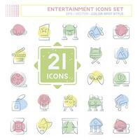 Icon Set Entertainment. related to Hobby symbol. Color Spot Style. simple design illustration vector