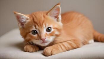 ai generado linda pequeño rojo gatito fotografía, gato fotografía foto