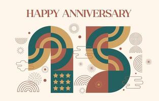 happy anniversary with geometric numbers in flat color concept vector