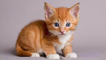 ai generado linda pequeño rojo gatito fotografía, gato fotografía foto