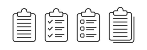 Clipboard icon. Document checklist symbol. Paper board sign. Report, form, test, questionnaire, checkbox for business. vector