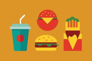 rápido comida icono diseño conjunto vector