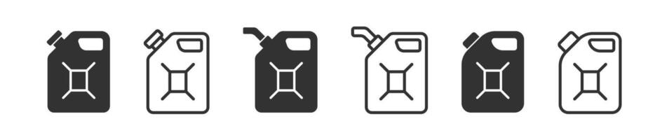 Gasoline canister icon. Flammable gas in the container sign. Diesel fuel symbol. Liquid energy in jerrycan. vector