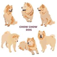 Cream Chow Chow Dog Breed Set vector