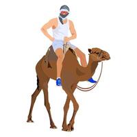 Young Man Riding Camel vector